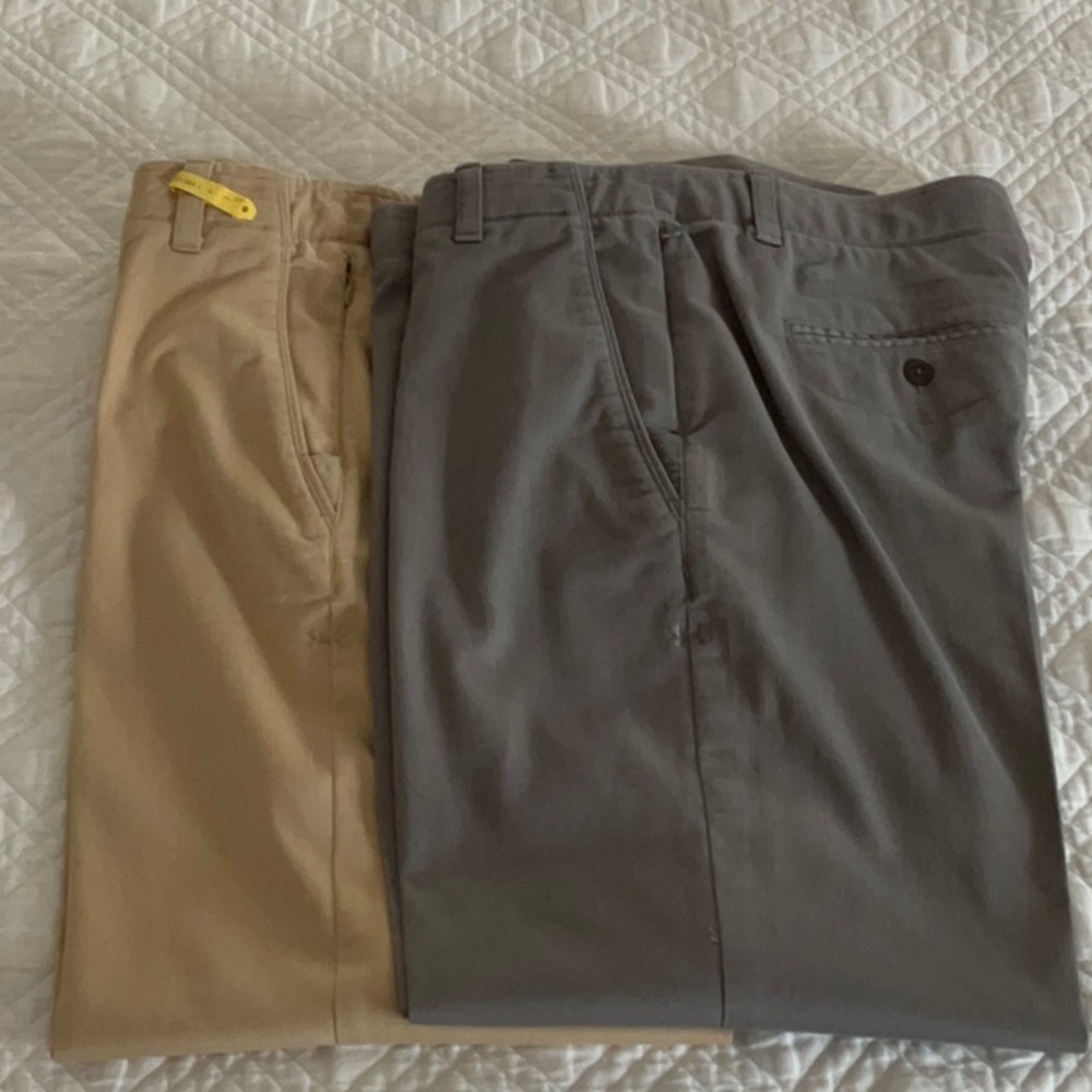 2 Pair AU Flat Front Button Pants